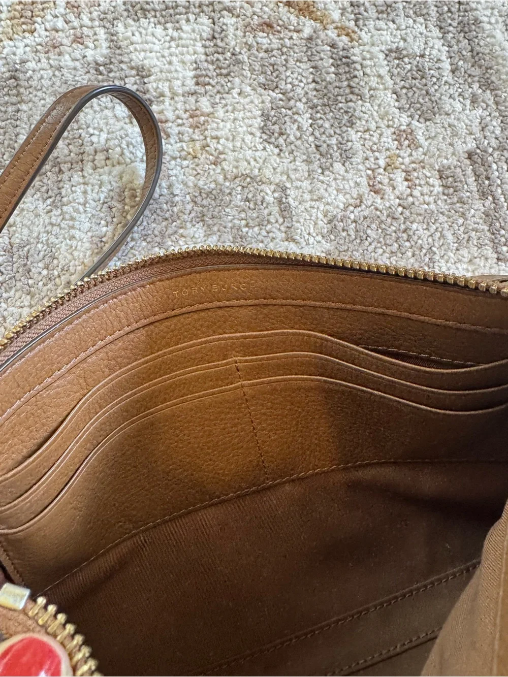 Tory Burch Blake Slim Crossbody Brown Pebbled Leather